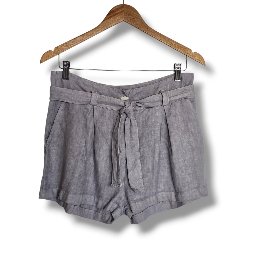 Haris Cotton Linen Shorts M Womens Lavender High Rise Pleated‎ Lagenlook Beachy